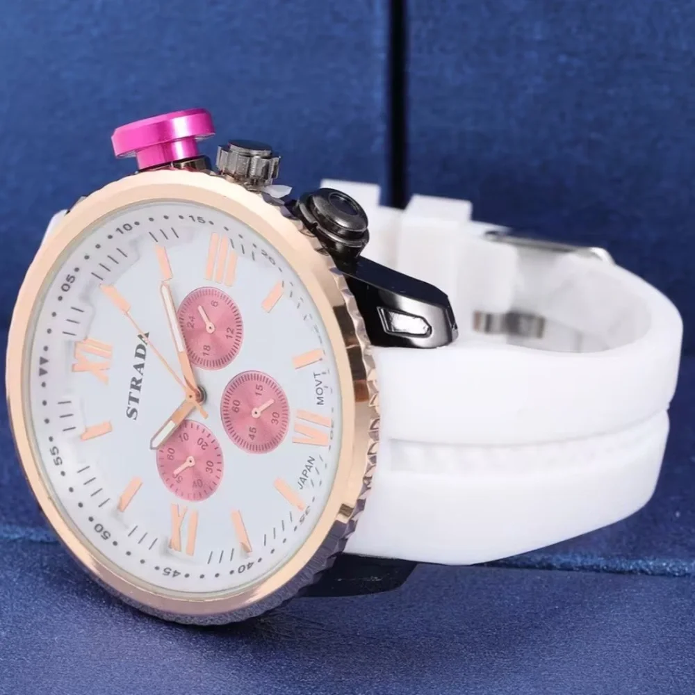 Strada Japanese Movement Peach false Button Dial Watch